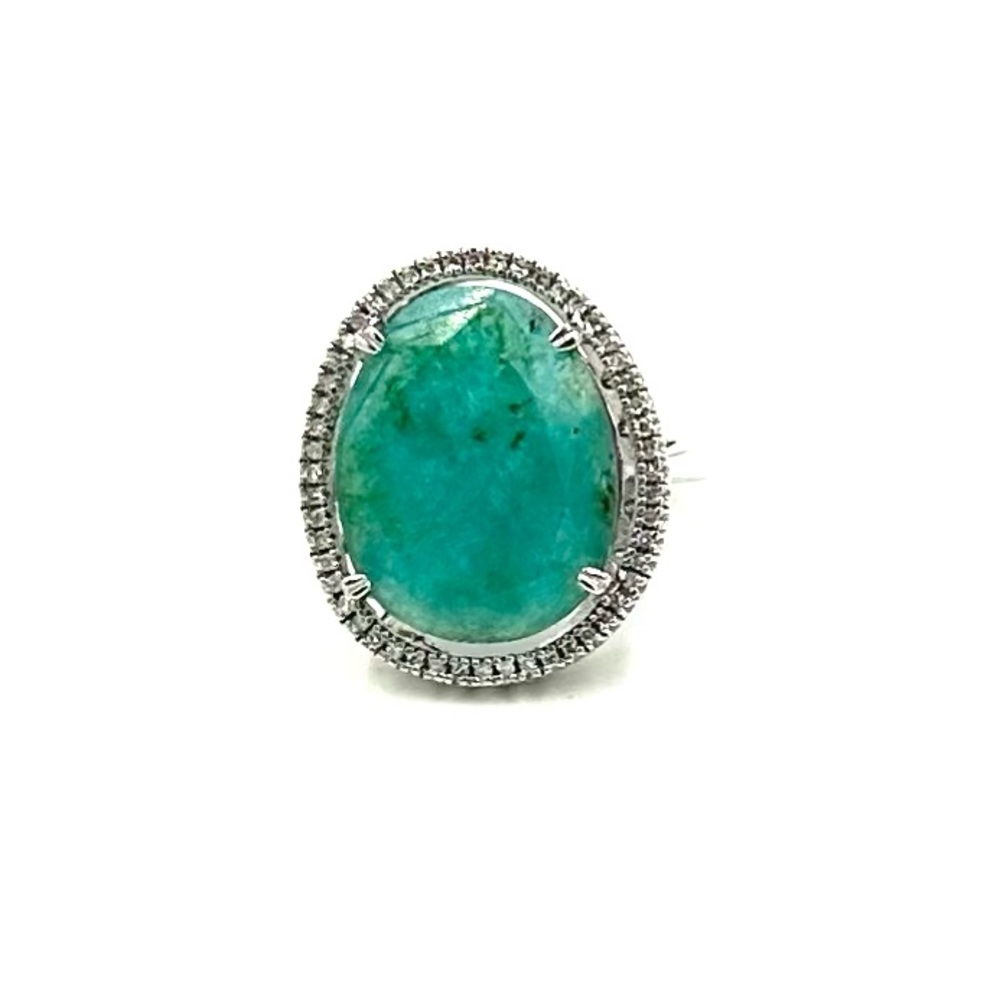 SERAFINA Sterling Silver Natural Diamond & Amazonite Ring Sz 7 NWOT - Picture 4 of 10